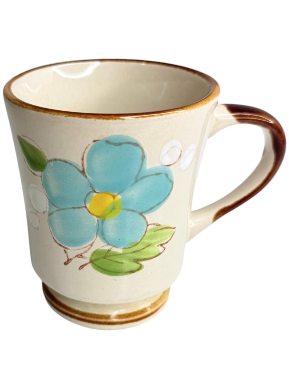 Sunnycraft Stoneware Coffee Mug Tea Cup Blue Dogwood Flower Floral 4” Korea